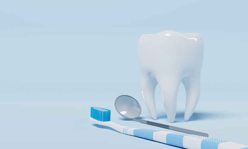 tooth-with-dental-inspection-mirror-on-blue-background-dental-and-health-care